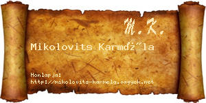 Mikolovits Karméla névjegykártya